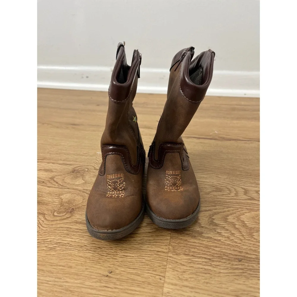 Disney Pixar Toy Story Woody Western Boots Toddler Size 8 Brown Bullseye Zip Up
